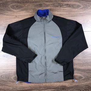 Champion Athletic Apparel Mens Sporty Fit Gray Black Full-Zip Track Jacket Sz L